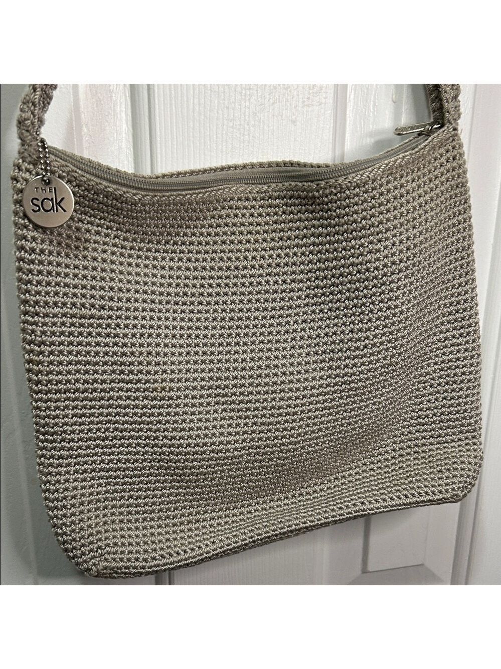 The Sak Cream Textured Shoulder Bag Hobo Style